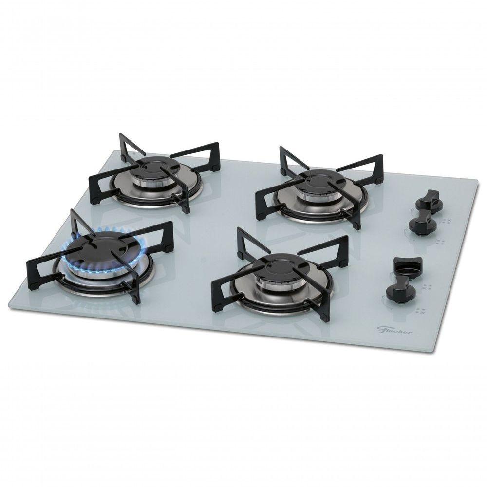 Fogão Cooktop Fischer 4 Bocas Gás Mesa Vidro - Branco 1519-5902