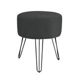 Puff Puf Banqueta Redondo Decorativo Preto Pés Ferro