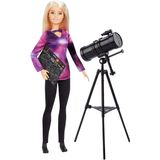 Boneca Barbie astrofísica loira, telescópio & mapa de estrelas