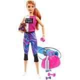 Boneca Barbie Fitness, Ruiva, com Cachorrinho e 9 Acessórios