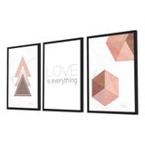 Quadro Decorativo Kit Geométrico Nude Love Is Everything