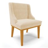 Cadeira De Jantar Liz Suede Base Fixa Madeira Castanho Bege