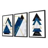 Quadro Decorativo Kit Geométrico Azul&dourado