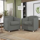 Kit 2 Poltronas Decorativas Tilla Consultório Recepção Sala Suede Cor: Cinza
