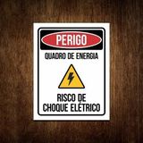 Kit 5 Placas Perigo Quadro De Energia Risco Choque Elétrico