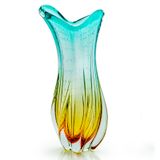 Vaso Em Cristal Murano Esmeralda E Âmbar  São Marcos