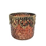 Vasinho Castiçal Rubi Bronze 7x7cm Vaso Decoração Vidro P