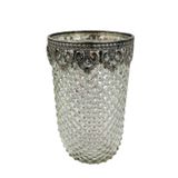 Vaso Castiçal Espelhado Bico De Jaca 17x10cm Decoracao Prata