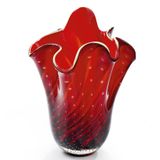 Vaso Em Cristal Murano Vermelho São Marcos 36x25x28cm