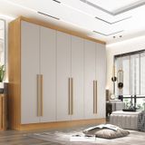 Guarda Roupa Casal 6 Portas 6 Gavetas Gramado 100% Mdf Cinamomo/off White