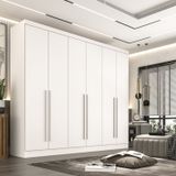 Guarda Roupa Casal 6 Portas 6 Gavetas Gramado 100% Mdf Branco Neve