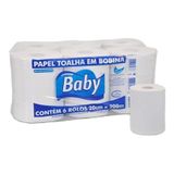 Toalhas De Papel Em Bobina 20x200m Com 6 Rolos- Baby