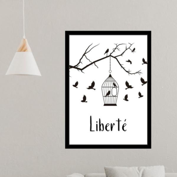 Quadro Decorativo Pássaros Liberdade A4