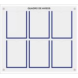 Quadro De Aviso E Gestão Com 6 Displays A4 De Acrílico Azul