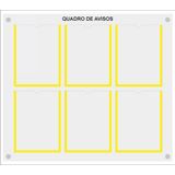 Quadro De Aviso E Gestão Com 6 Displays A4 Acrílico Amarelo