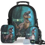 Kit Mochila Escolar Infantil Dino-rex Tam M Rodinhas