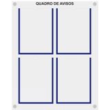 Quadro De Aviso E Gestão Com 4 Displays A4 Acrílico Azul