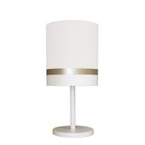 Abajur Faixas Bronze Base Branco Cúpula Branco 20x42