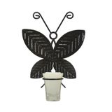 Borboleta M 21 Cm Parede Porta Vela Branca Arandela