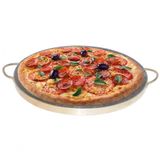 Forma De Pedra Sabão Para Pizza 32 Cm Alças Douradas Curada