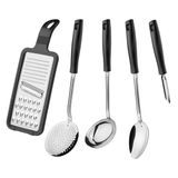 Kit Com 2 Jogos De Utensílios Easy Em Aço Inox 5 Peças Preto