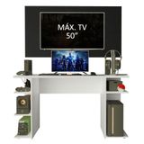 Mesa Para Computador Gamer E Painel Para Tv Até 50 - Branco