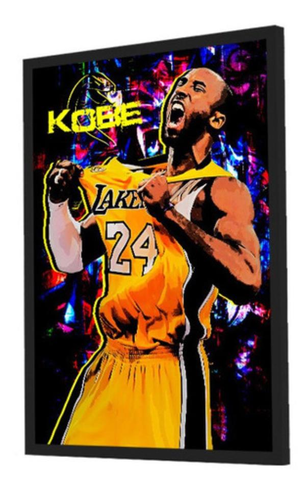 Quadro Decorativo Kobe Bryant Grafite Esporte Grande 53x73cm