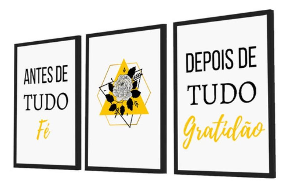 Quadro Decorativo Kit Antes De Tudo Fé - Gratidão