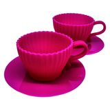 Jogo Com 2 Xícaras Em Silicone Para Cupcake Culinário Prana