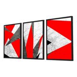 Quadro Decorativo Kit Geométrico Vermelho