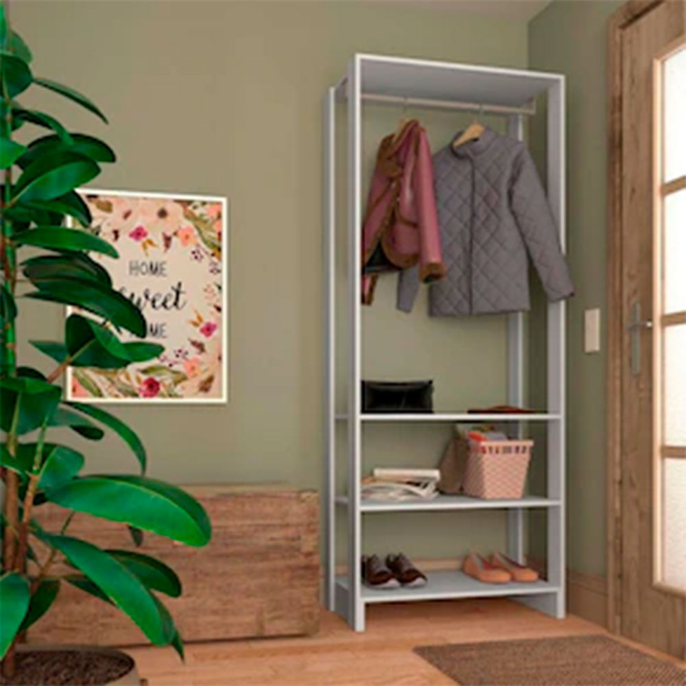 Roupeiro Closet Nova Mobile Yes Com 3 Prateleiras E Cabideiro