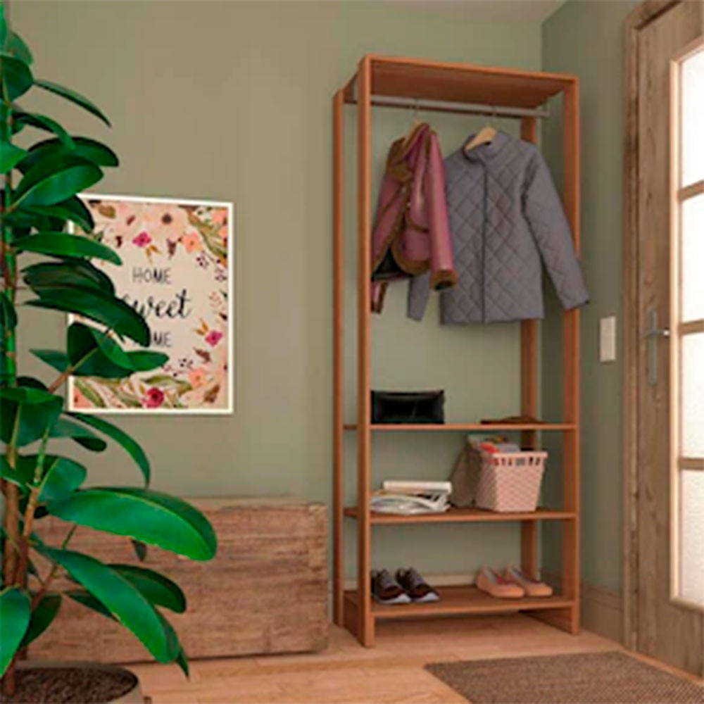 Roupeiro Closet Nova Mobile Yes Com 3 Prateleiras E Cabideiro