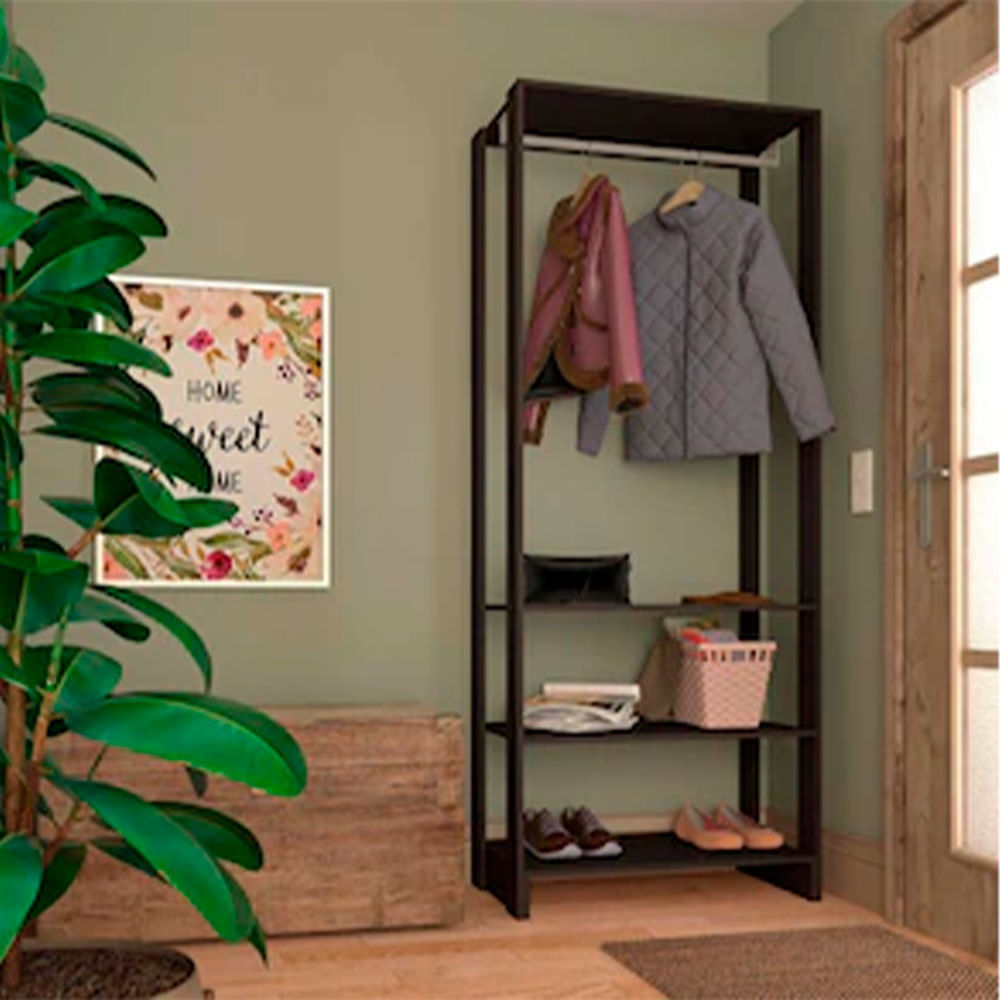 Roupeiro Closet Nova Mobile Yes Com 3 Prateleiras E Cabideiro