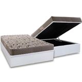 Cama Box Baú Casal: Colchão Espuma Herval Ag65 Fort Black Firme Pillow Top + Base Crc White(138x188)