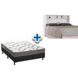 Cama Box Casal Crc + Colchão D33 Ortobom + Cabeceira Invicta Branco