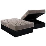 Cama Box Baú Casal: Colchão Anatômico Herval Ag65 Fort Black Firme Pillow Top + Base Black(138x188)