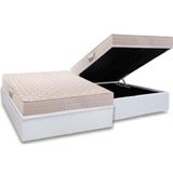 Cama Box Baú Casal: Colchão Ortopédico Herval Ag65 Firme Fort + Base Crc Courano White(138x188)