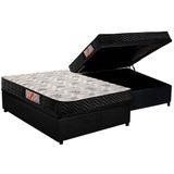 Cama Box Baú Casal: Colchão Espuma D33 Paropas Pasquale + Base Crc Suede Black(138x188)