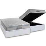 Cama Box Baú Casal: Colchão Espuma Probel D40 Premium Hiper Firme Euro Pillow + Base White(138x188)