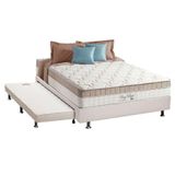 Cama Box C/auxiliar Casal: Colchão Anjos Superlastic King Best Clean 28 + Base Branco(138x188)