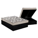 Cama Box Baú Queen: Colchão Espuma Ortobom D26 Physical Ultra Resistente + Base Black(158x198)