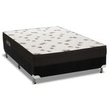 Cama Box Casal: Colchão Espuma D45 Ortobom Light Saúde Ortopilow + Base Crc Suede Black(138x188)