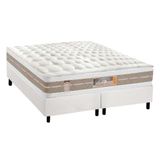 Cama Box Queen: Colchão Molas Castor Pocket Silver Star Air Double Face + Base White(158x198)