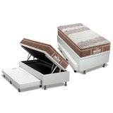 Cama Box Baú C/auxiliar Solteiro: Colchão Probel D33 / Ep Plus Euro Pillow + Base White(88x188)