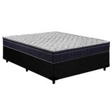 Cama Box Casal: Colchão Anatômico Ortobom D45/ep Airtech 150 Ortopilow + Base Black(138x188)