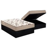 Cama Box Baú Casal: Colchão Espuma Ortobom D28 Physical Mega Resistente + Base Black(138x188)