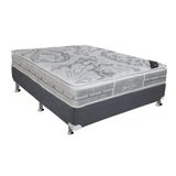 Cama Box Casal: Colchão Molas Castor Pocket Super Luxo Látex Slx + Base Crc Suede Cinza(138x188)