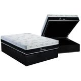 Cama Box Baú Casal: Colchão Molas Ensacadas Polar Masterpocket Diamond + Base Black(138x188)