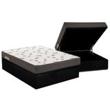 Cama Box Baú Casal: Colchão Espuma Ortobom D45 Light + Base Crc Courano Black(138x188)