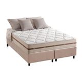 Cama Box Queen: Colchão Molas Ensacadas Anjos Masterpocket Classic + Base Crc Suede Bege(158x198)